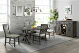 Sunset Trading Trestle 6 Piece Dining Set | 96 Rectangular Extendable Table | Sideboard With 20 Bottle Wine Rack | Distressed