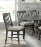 Sunset Trading Trestle Slat Back Upholstered Dining Side Chair | Set Of 2 | Distressed Gray Wood