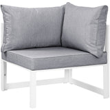 Fortuna Corner Outdoor Patio Armchair - White Gray