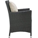 Sojourn Dining Outdoor Patio Sunbrella Armchair - Antique Canvas Beige