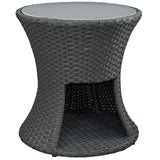 Sojourn Round Outdoor Patio Side Table - Chocolate