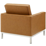 Loft Tufted Upholstered Faux Leather Armchair Set Of 2 Silver Tan
