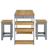 Galley 3-Piece Kitchen Island And Stool Set