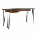 Tuhome Baxter 140 Desk, One Shelf, Four Legs, Countertop Desk, Mahogany , For Office