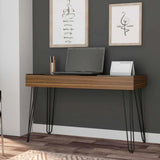 Tuhome Baxter 120 Drawer Desk, Countertop Desk, Four Legs, One Drawer, Mahogany, For Office