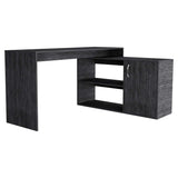 Tuhome Axis Desk, Countertop Desk, Two Internal Shelves, One Door Cabinet, Two Open Shelves, Smoky Oak, For Office