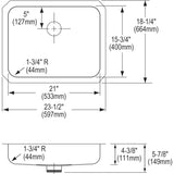 Elkay Lustertone Classic Stainless Steel, 23-1/2 X 18-1/4 X 4-3/8, Single Bowl Undermount Ada Sink W/Perfect Drain