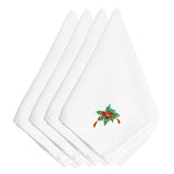Caroline'S Treasures Christmas Holly Ribbon Embroidered Napkins Set Of 4 Embt2412Npke, 20, Multicolor