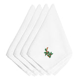 Caroline'S Treasures Embt3537Npke Christmas Holly Ribbon String Embroidered Napkins (Set Of 4), 20, Multicolor