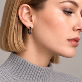 ER310B B.Tiff Black Pavé 28-Stone Classic Small Hoop Earrings