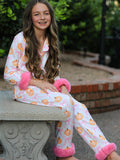 Halloween Thanksgiving Pumpkin Bow Fur Pajama Set