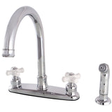 Kingston Brass Fb7791Pxsp Victorian 8-Inch Centerset Kitchen Faucet With Sprayer, Polished Chrome