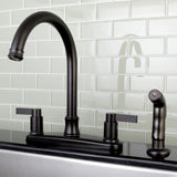 Kingston Brass Fb7795Ndlsp Nuvofusion 8-Inch Centerset Kitchen Faucet With Sprayer, Oil Rubbed Bronze