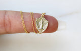 14K Gold Miraculous Medal Shield Necklace