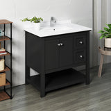 Fresca Manchester 36 Black Traditional Bathroom Cabinet W/ Top & Sink