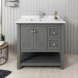 Fresca Manchester Regal 36 Gray Wood Veneer Traditional Bathroom Cabinet W/ Top & Sink