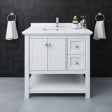 Fresca Manchester 36 White Traditional Bathroom Cabinet W/ Top & Sink