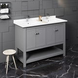 Fresca Manchester 48 Gray Traditional Double Sink Bathroom Cabinet W/ Top & Sinks