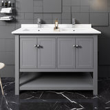 Fresca Manchester 48 Gray Traditional Double Sink Bathroom Cabinet W/ Top & Sinks