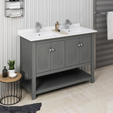 Fresca Manchester Regal 48 Gray Wood Veneer Traditional Double Sink Bathroom Cabinet W/ Top & Sinks