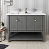 Fresca Manchester Regal 48 Gray Wood Veneer Traditional Double Sink Bathroom Cabinet W/ Top & Sinks