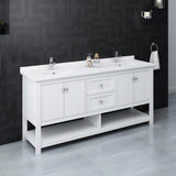 Fresca Manchester 72 White Traditional Double Sink Bathroom Cabinet W/ Top & Sinks