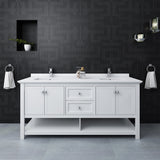 Fresca Manchester 72 White Traditional Double Sink Bathroom Cabinet W/ Top & Sinks