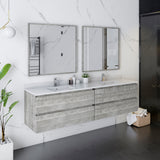 Fresca Formosa 72 Wall Hung Double Sink Modern Bathroom Cabinet W/ Top & Sinks In Ash