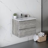 Fresca Formosa 24 Wall Hung Modern Bathroom Cabinet W/ Top & Sink In Ash