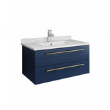 Fresca Lucera 30 Royal Blue Wall Hung Modern Bathroom Cabinet W/ Top & Undermount Sink