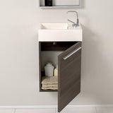 Fresca Pulito 16 Small Gray Oak Modern Bathroom Vanity W/ Integrated Sink