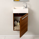 Fresca Pulito 16 Small Teak Modern Bathroom Vanity W/ Integrated Sink