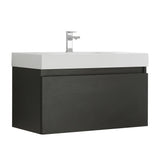 Fresca Mezzo 36 Black Wall Hung Modern Bathroom Cabinet w/ Integrated Sink
