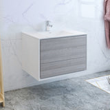 Fresca Catania 36 Glossy Ash Gray Wall Hung Modern Bathroom Cabinet W/ Integrated Sink