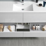 Fresca Catania 60 Glossy White Wall Hung Modern Bathroom Cabinet W/ Integrated Single Sink