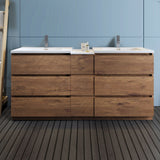 Fresca Lazzaro 72 Rosewood Free Standing Double Sink Modern Bathroom Cabinet W/ Integrated Sinks