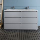 Fresca Lazzaro 60 Gray Free Standing Modern Bathroom Cabinet W/ Integrated Double Sink