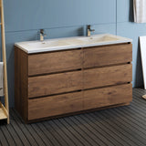 Fresca Lazzaro 60 Rosewood Free Standing Modern Bathroom Cabinet W/ Integrated Double Sink