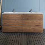 Fresca Lazzaro 72 Rosewood Free Standing Modern Bathroom Cabinet W/ Integrated Double Sink