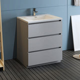 Fresca Lazzaro 30 Gray Free Standing Modern Bathroom Cabinet W/ Integrated Sink