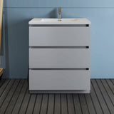 Fresca Lazzaro 30 Gray Free Standing Modern Bathroom Cabinet W/ Integrated Sink