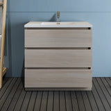 Fresca Lazzaro 36 Gray Wood Free Standing Modern Bathroom Cabinet W/ Integrated Sink