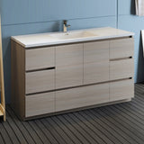 Fresca Lazzaro 60 Gray Wood Free Standing Modern Bathroom Cabinet W/ Integrated Single Sink