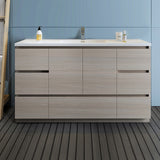 Fresca Lazzaro 60 Gray Wood Free Standing Modern Bathroom Cabinet W/ Integrated Single Sink