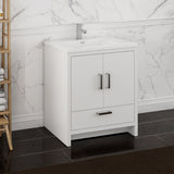 Fresca Imperia 30 Glossy White Free Standing Modern Bathroom Cabinet W/ Integrated Sink