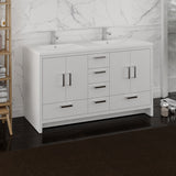 Fresca Imperia 60 Glossy White Free Standing Modern Bathroom Cabinet W/ Integrated Double Sink