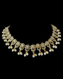 DNS202 sapphire pearl jadau necklace set with tika ( SHIPS IN 3 WEEKS )