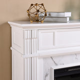 Highgate Faux Cararra Marble Electric Media Fireplace - White
