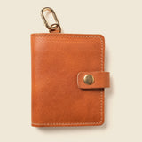 Leather Bifold Wallet with Snap & Key Ring - Natural