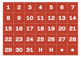 Calendar Dates Accessory Magnets, White On Red